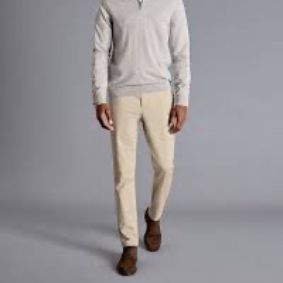 Charles Tyrwhitt Classic Fit Flat Front Chino Pants - Picture 1 of 10